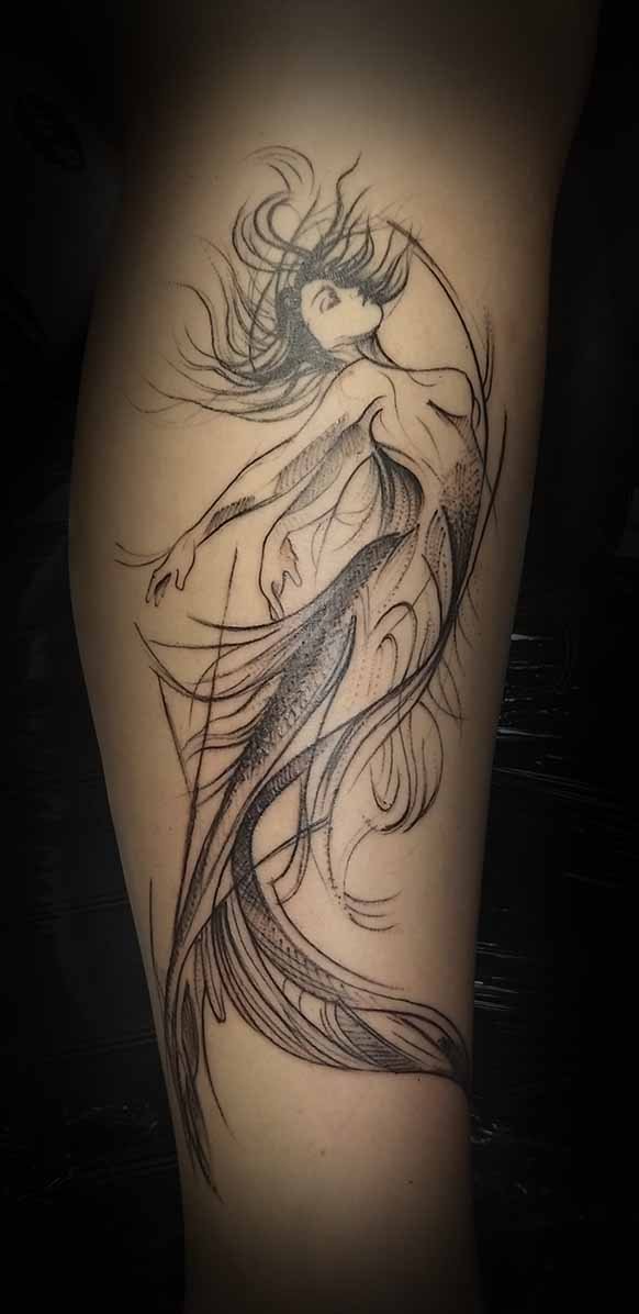 chill ink tatuaz syrena linework